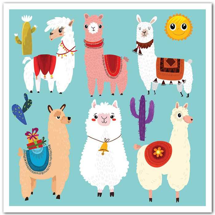 Affiche enfant lamas cartoon alpaga Affiche seule