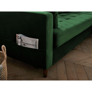 Anna - canapé d'angle droit - 4 places - convertible avec coffre - en velours - Vert