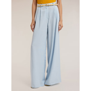 Motivi - Pantaloni palazzo con pieghe misto lyocell - Azzurro