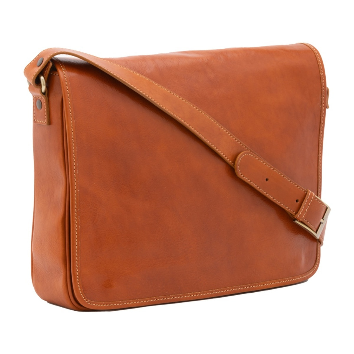 Borsa a tracolla uomo in vera pelle - Modello False - Made in Italy - 28.0 x 35.0 x 9.0 cm