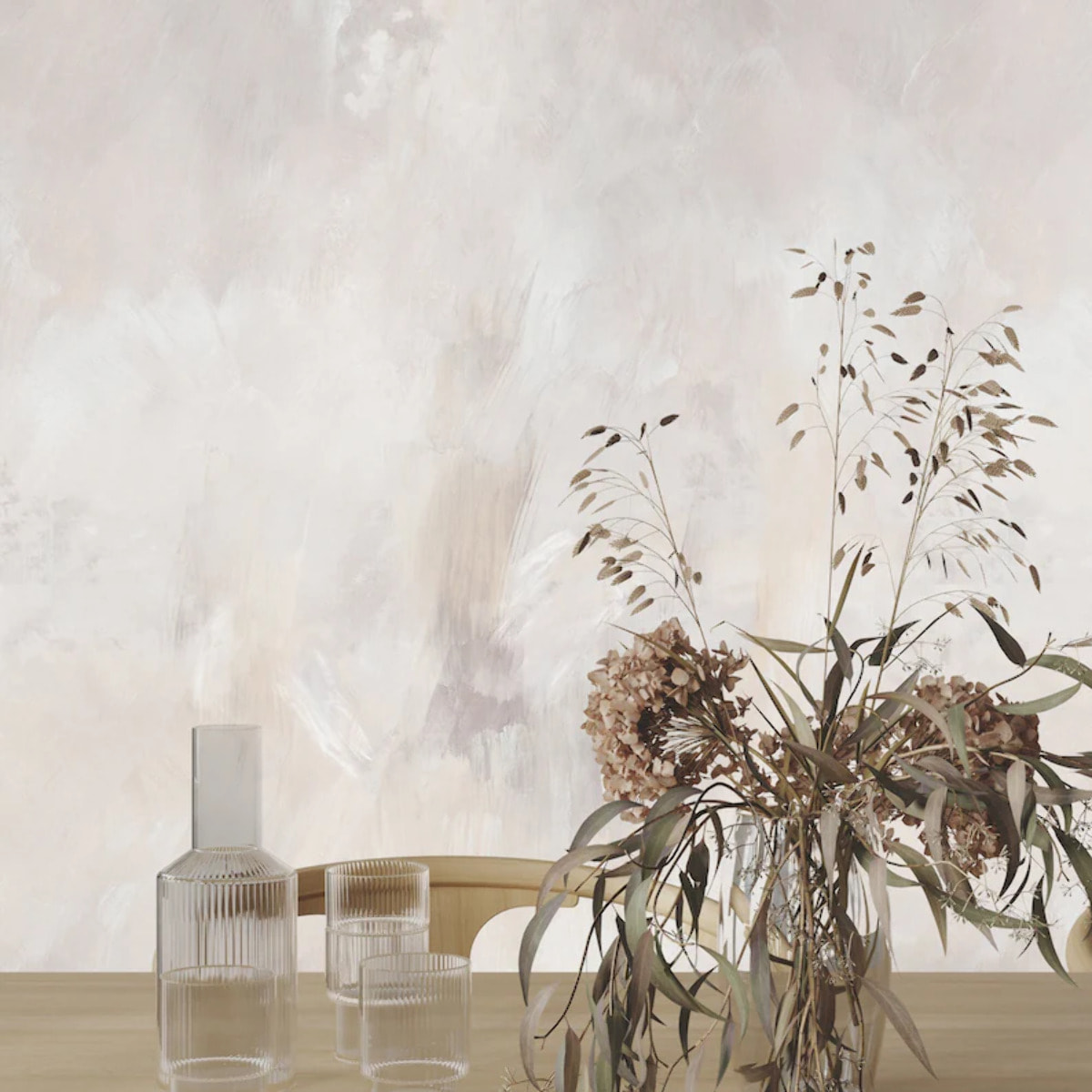 Carta da Parati Stucco Veneziano Beige e Tortora