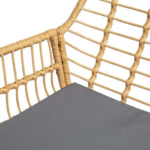 Salon de jardin TIGA en résine tressée 4 places - coussins gris