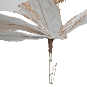 Décoration de sapin poinsettia XL blanc or 40cm