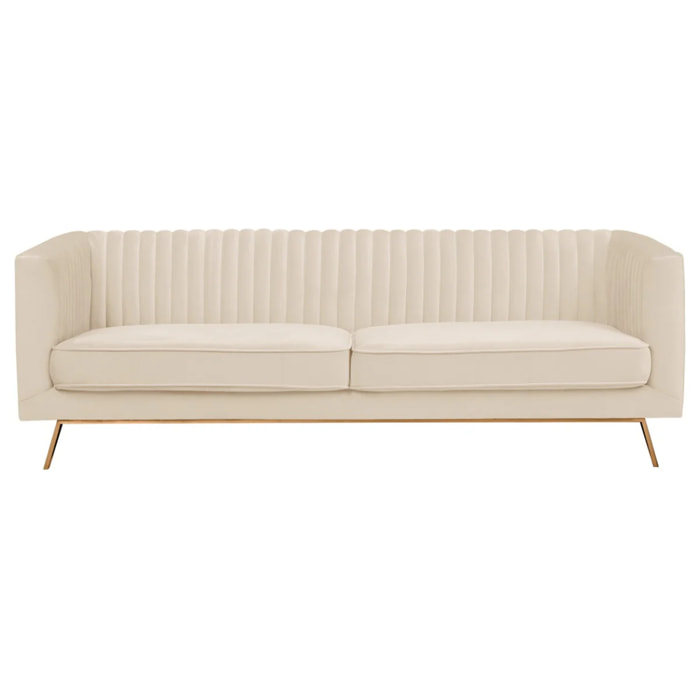 Canapé 3 places en velours beige - Gatsby