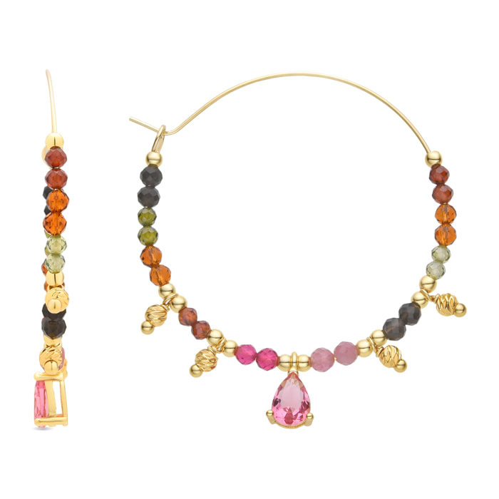 Pendientes de Turmalina Multicolor acabados en oro amarillo de 18k