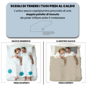 PARURE COPRIPIUMINO NATURAL COLOR, 100% Cotone, Made in Italy - TORTORA/FUMO
