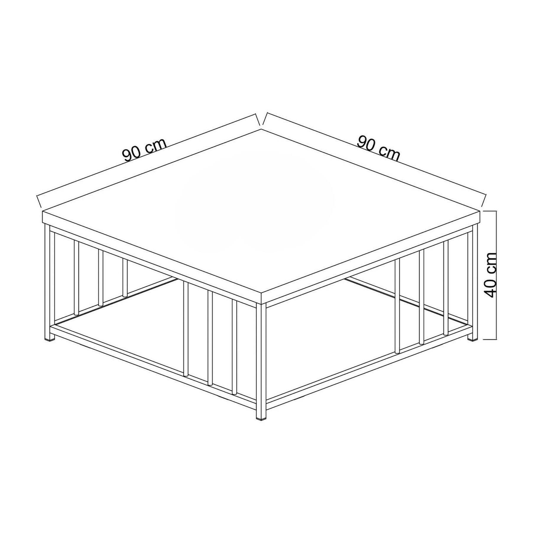 Tavolino da salotto Dfedrizz, Tavolo basso da caffè, Portariviste per divano, Ripiano da soggiorno, 90x90h40 cm, Antracite e Oro