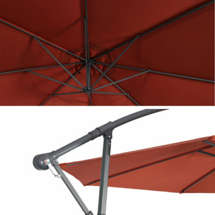 Parasol déporté Ø350cm - Hardelot - Coloris Terracotta. structure anthracite. manivelle anti-retour.