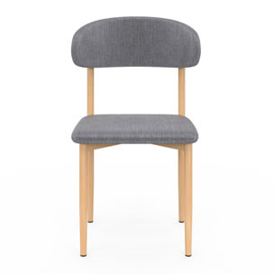 Chaises Callisto en tissu gris et pieds métal - lot de 6