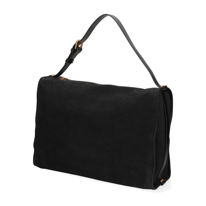 Borsa a spalla da donna Made in Italy - Modello Cielia Pro - Pelle scamosciata - 35.0 x 23.0 x 14.0 cm