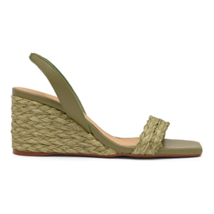 Sandalia destalonada Barby trenzada en rafia natural