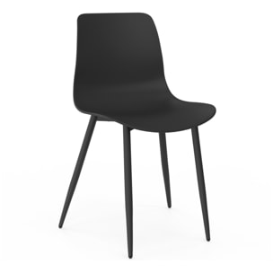 Chaises Nala noires et pieds métal - lot de 6