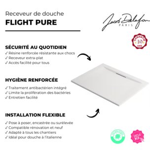 Pack receveur de douche 90 x 90 Flight Pure carré blanc + Kit d'étanchéité WEDI + Pieds