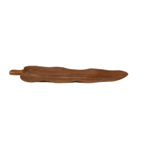 Plateau déco 70 cm en forme de feuille et bois de teck - ROMAIN