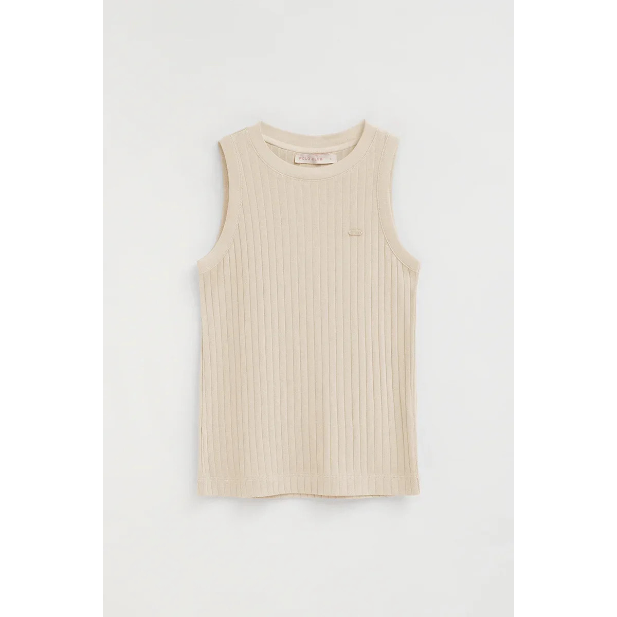 Canotta beige a coste con logo Polo Club