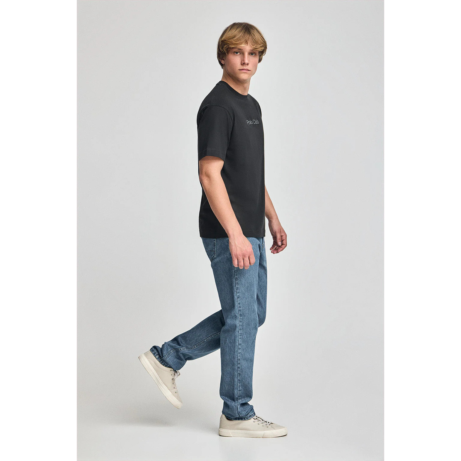 Maglietta nera a maniche corte e a girocollo con logotipo Polo Club