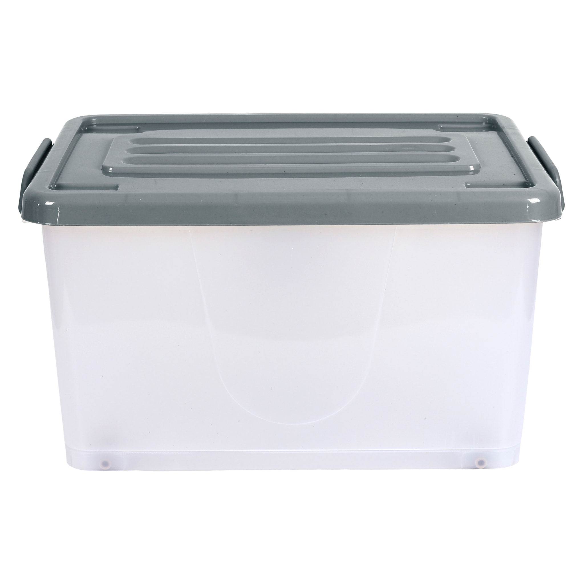 Boîte de rangement - JE CHERCHE UNE IDEE - Sur roulettes - 35 L - Gris et transparent