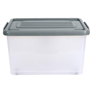 Boîte de rangement - JE CHERCHE UNE IDEE - Sur roulettes - 35 L - Gris et transparent