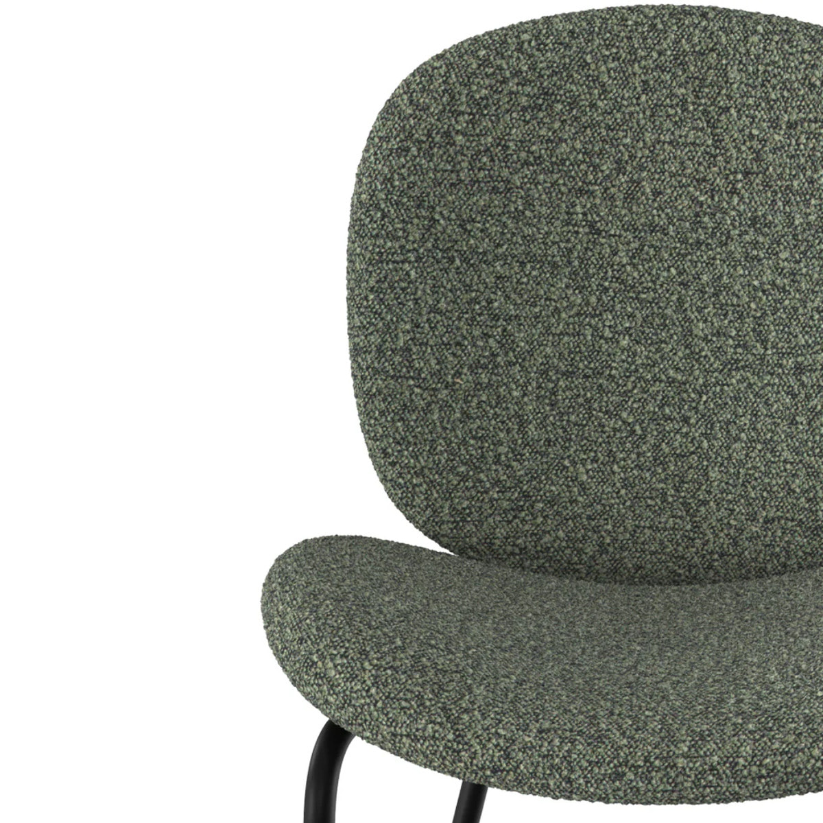 Lot de 2 chaises en tissu bouclé vert et pieds en métal noir - Iris