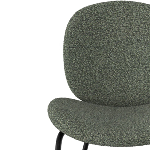 Lot de 2 chaises en tissu bouclé vert et pieds en métal noir - Iris