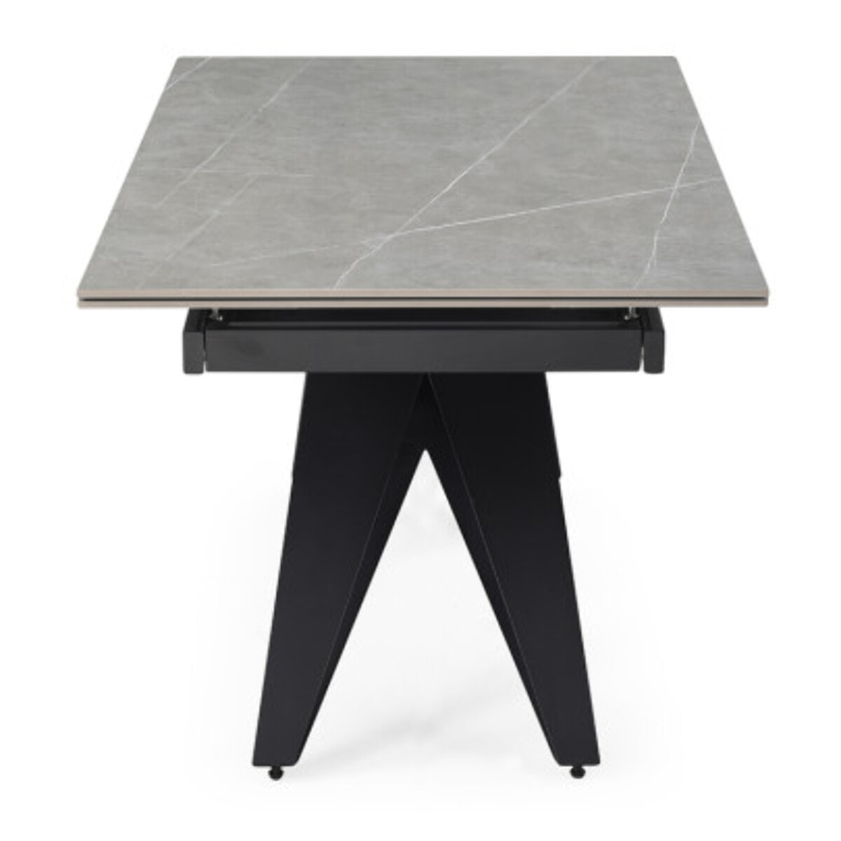 Table extensible céramique gris laqué 180/260cm - 8 piètements - UNIK