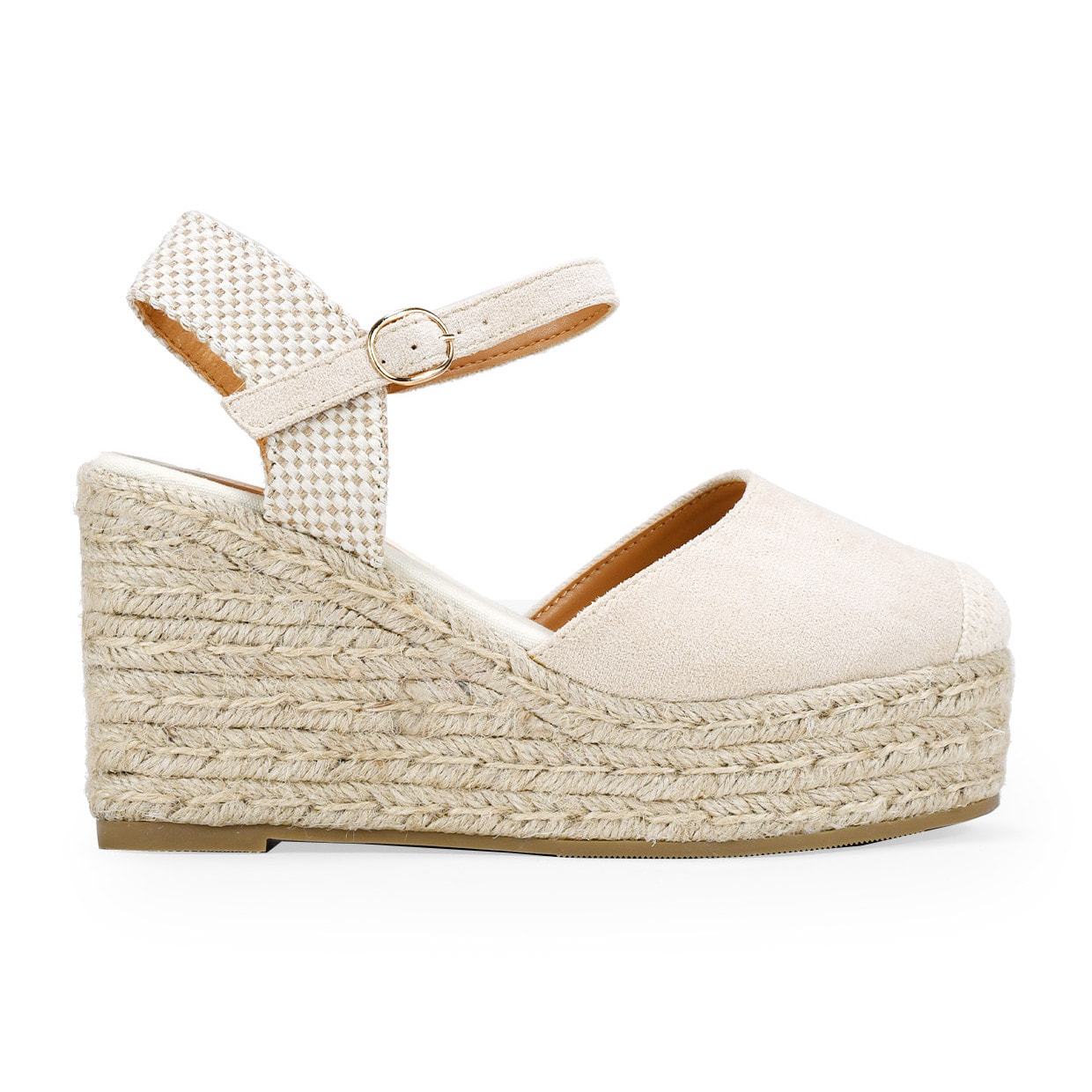 Alpargatas beige con pulsera y suela de esparto