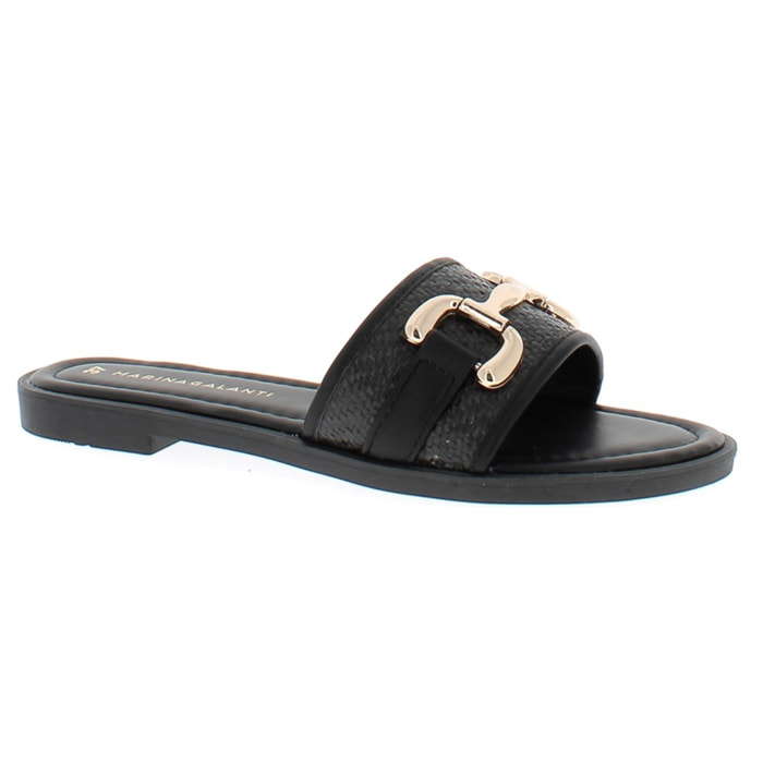 Marina Galanti Scarpe Donna Flat Slippers with Gold Horsebit MG 1E161 Black