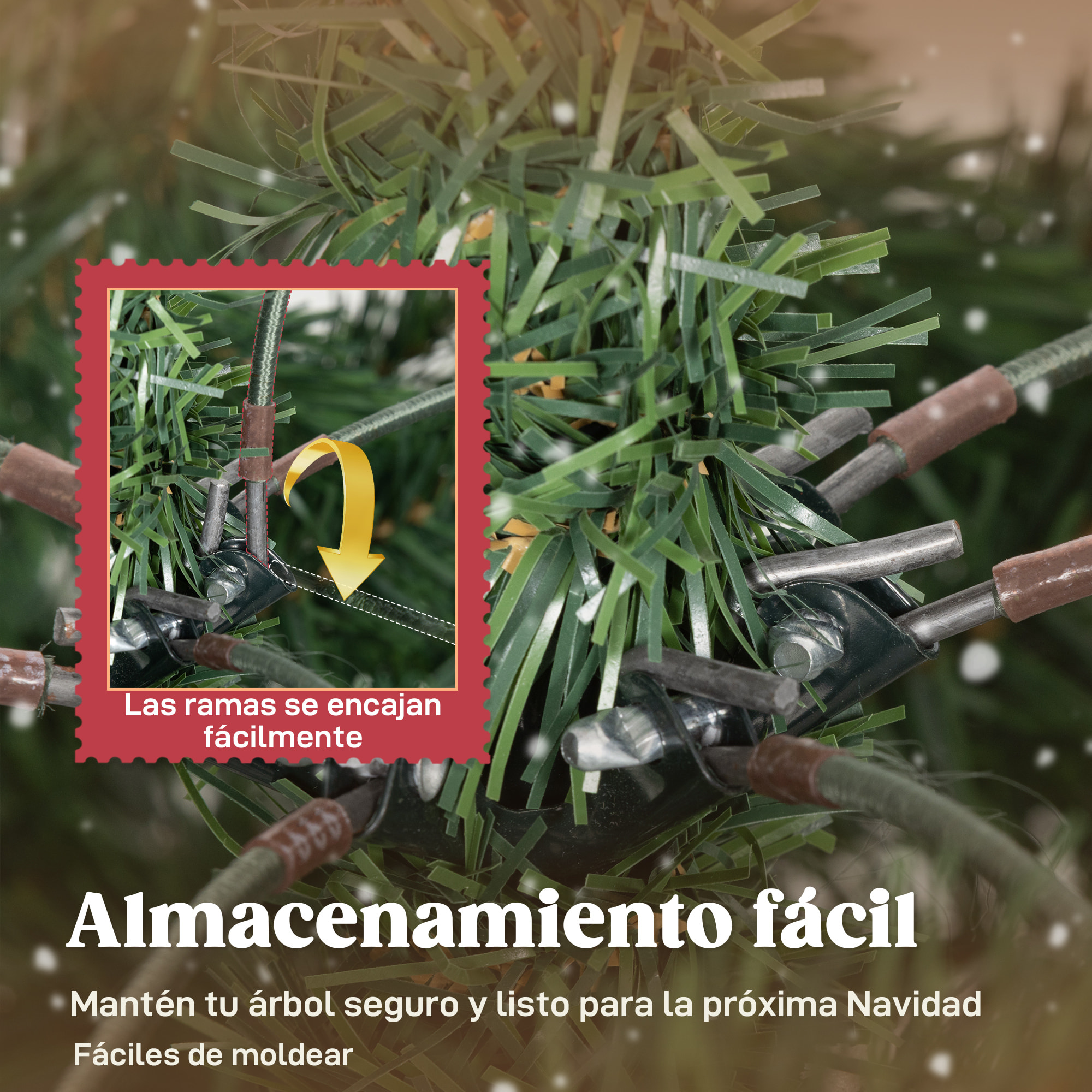 Árbol de Navidad Artificial 180 cm, Ramas Realistas con Efecto Nieve, Árbol de Navidad con Soporte de Acero, Base Plegable, Montaje Rápido, Decoración Navideña para Hogar, Fiesta