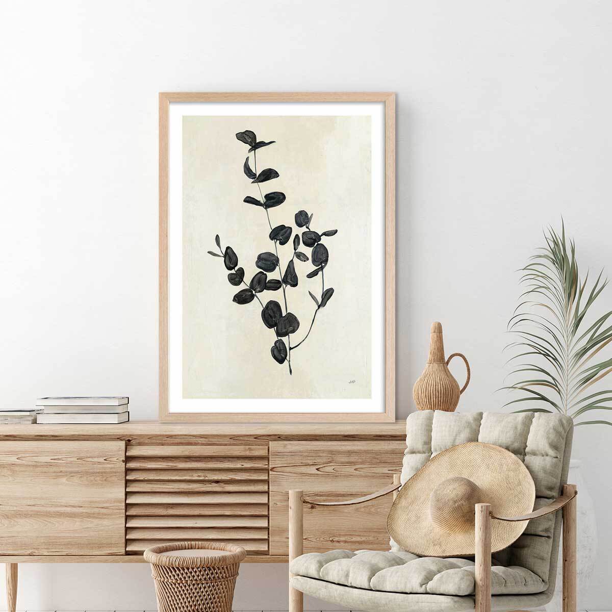 Affiche fleurs Black magic Affiche + cadre en bois - Chêne