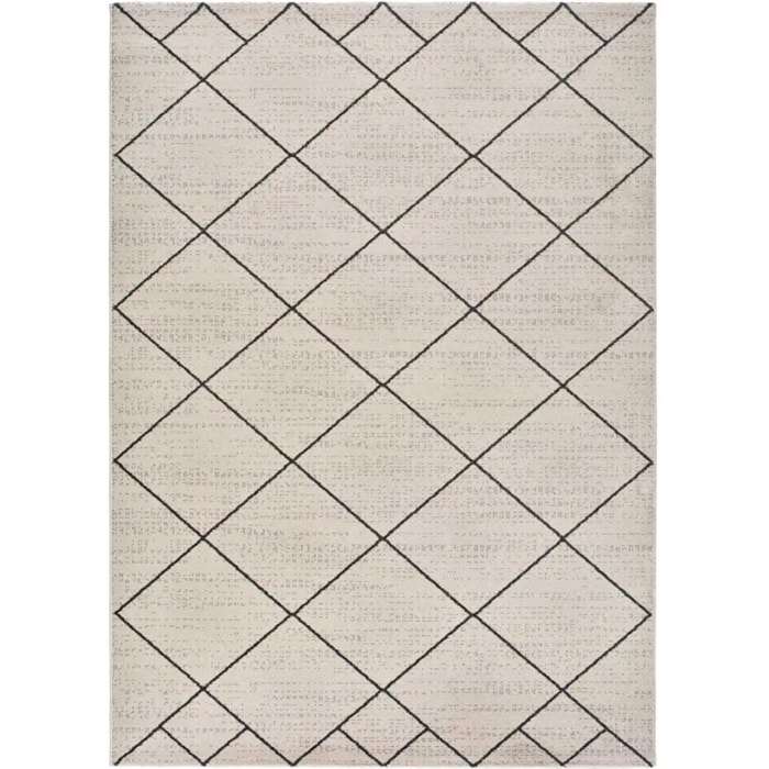 MALIKA Alfombra étnica de pelo corto blanco, varias medidas disponibles.