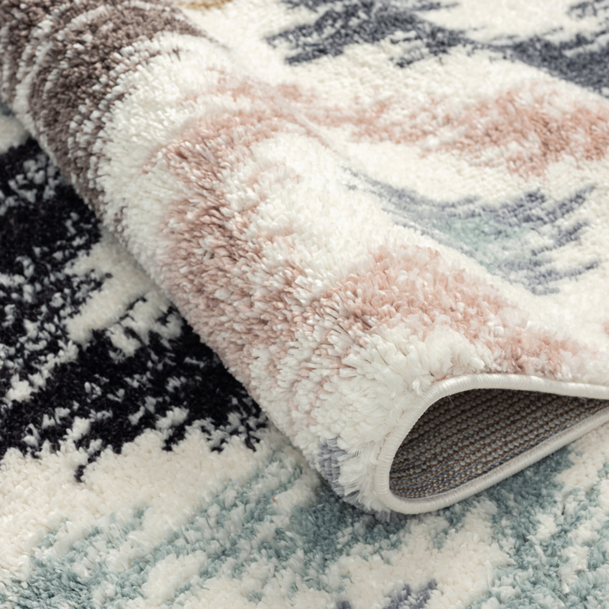 Delya - tapis berbère coloré à poils longs en laine artificielle, multicolore