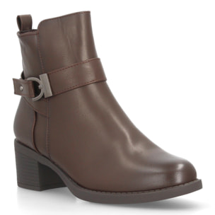 Botines de tacón ancho con hebilla para mujer