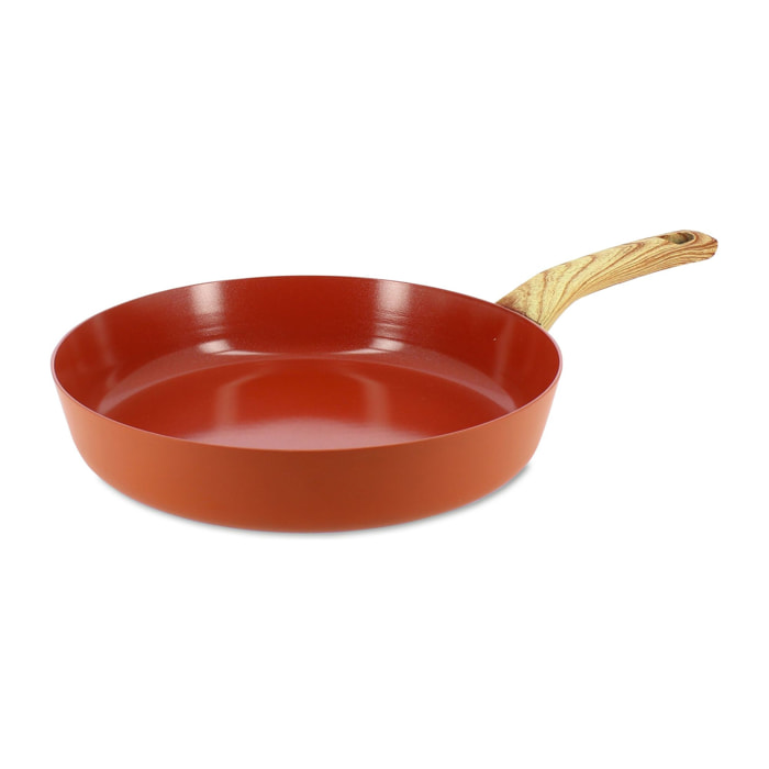 Poêle 28cm en aluminium recyclé brique - tous feux COLORAMA