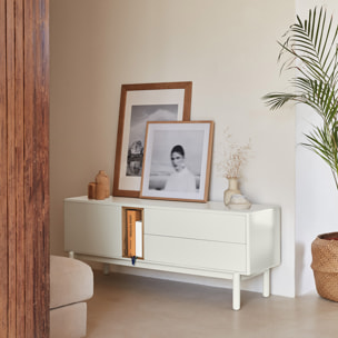 Mueble de televisión Corvo 1 puerta y 2cajones de 140cm crema