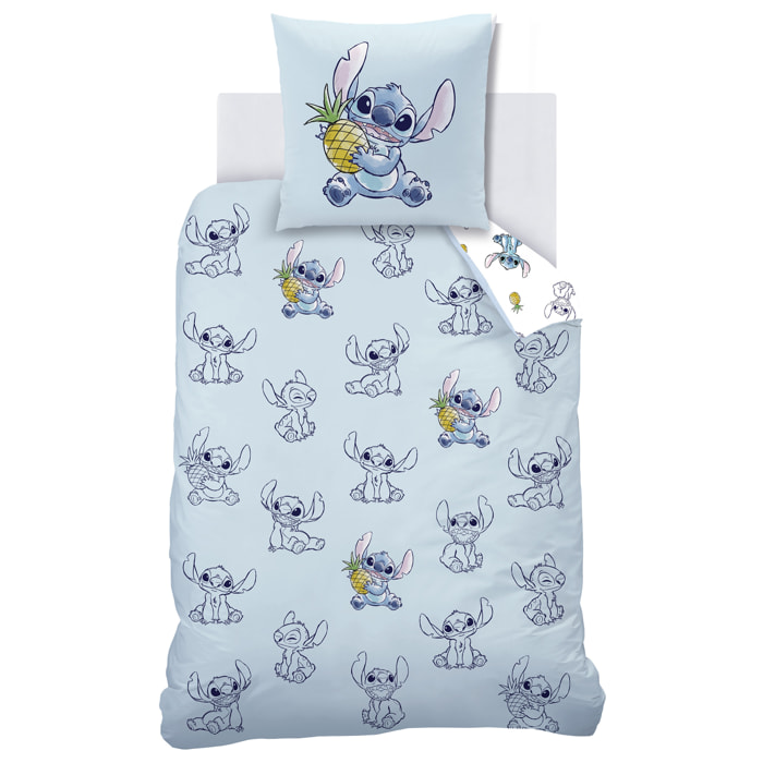 Parure de lit imprimée 100% coton, DISNEY HOME STITCH ANANAS