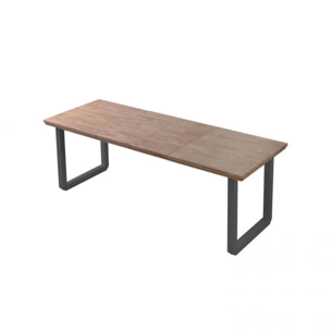 Mesa de comedor extensible con patas metálicas en negro y roble salvaje 140-220x80cm Roma Roble Honey - Negro