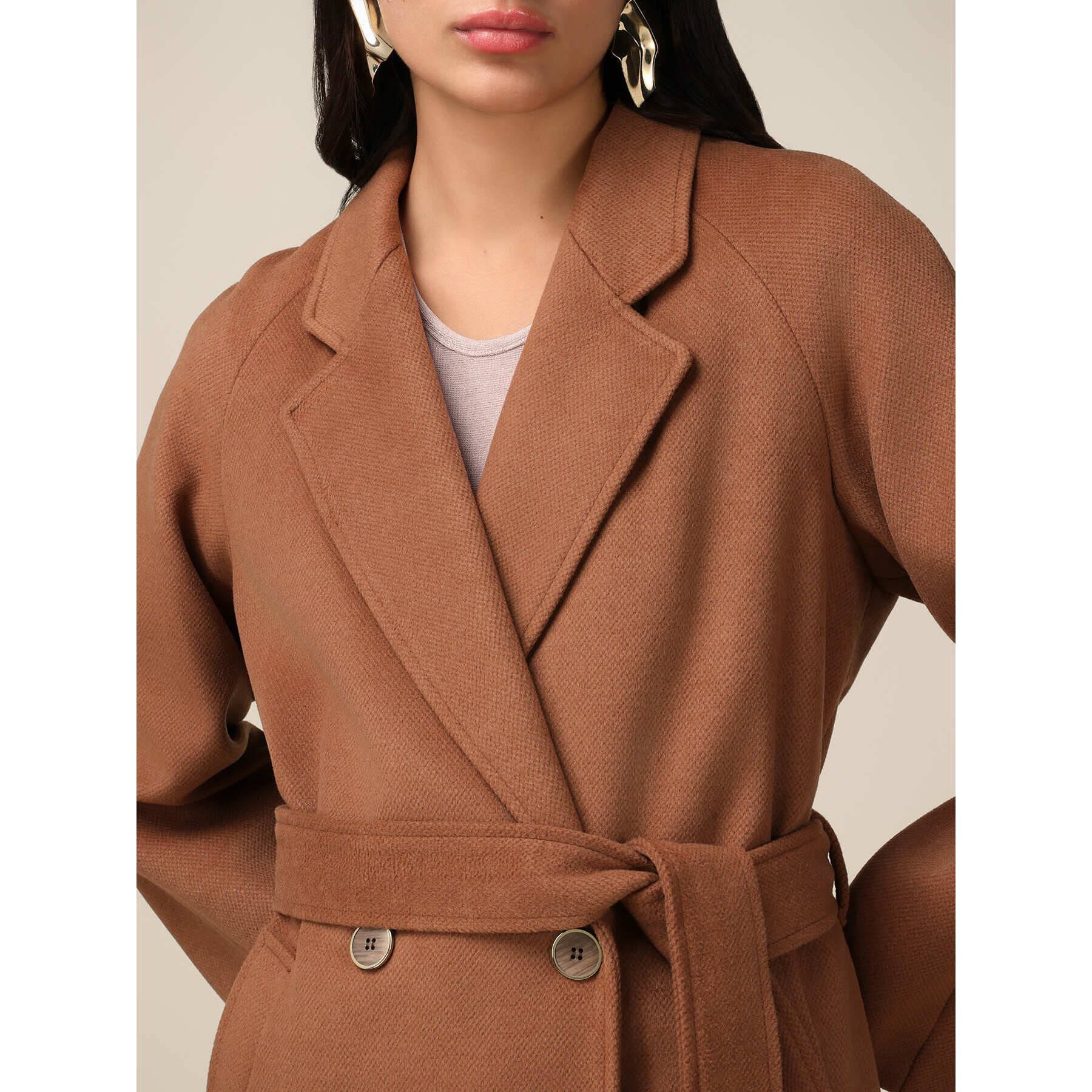 Oltre - Cappotto lungo con cintura - Marrone