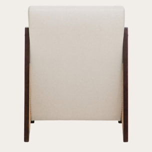 Fauteuil Zelva -bois massif dhévéa et revêtement-couleur noyer 64 x 84 x 80 cm