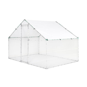 Enclos pour poulailler et volière 6m² acier galvanisé gris et vert. plusieurs dimensions - Babette