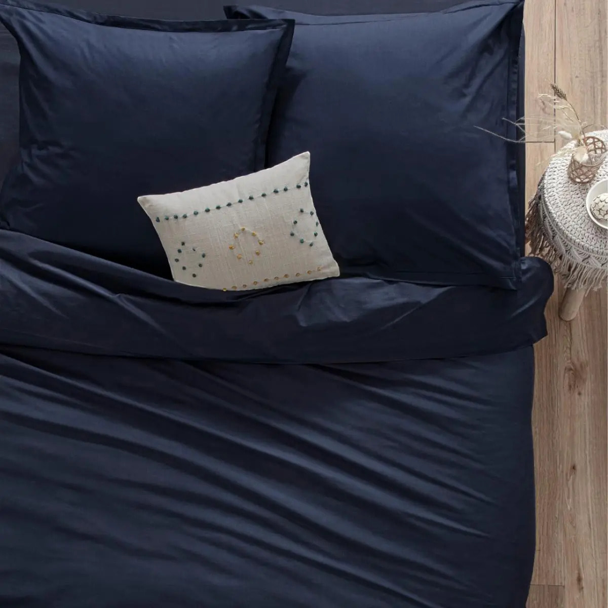 Housse de couette "Carina" coton bleu encre 140x200cm
