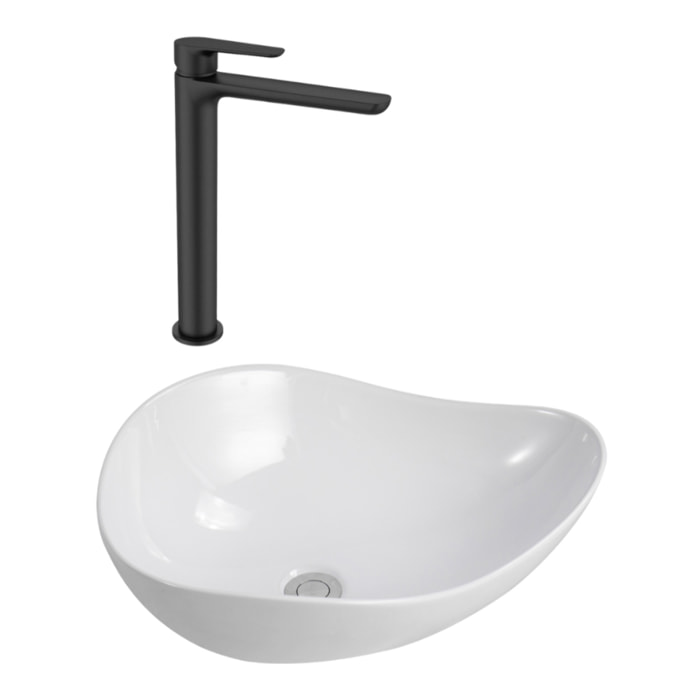 PixL 51x38x19 cm vasque à poser + Swiss Aqua Technologies Mood mitigeur lavabo XL + Ceramia PixL bonde (CEPX50538SAT285C)