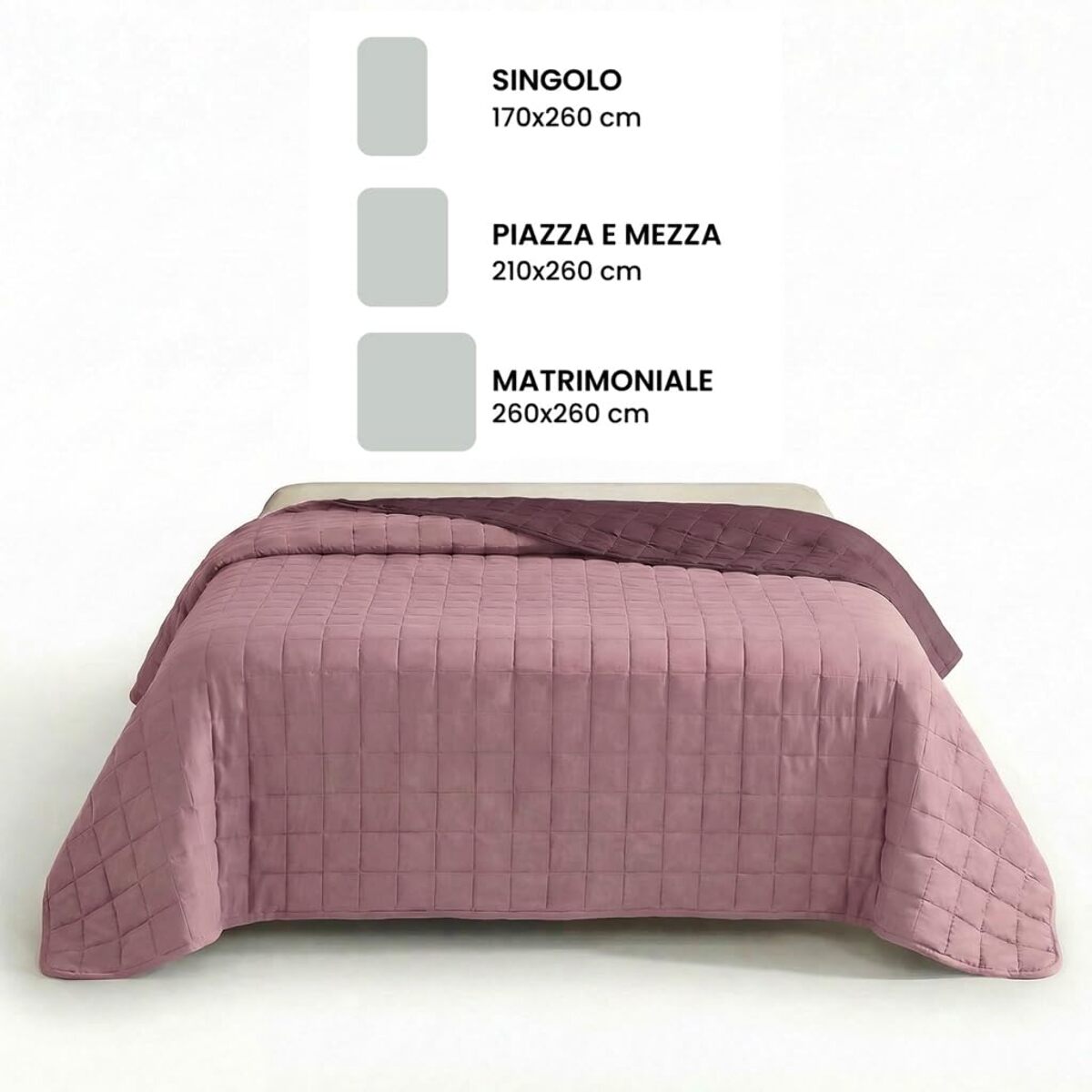 Copriletto estivo leggero double face 170x260 cm, trapunta estiva traspirante e morbida, coperta primaverile elegante e moderna, design reversibile per doppio stile, ideale per stagione calda, resistente e facile da lavare