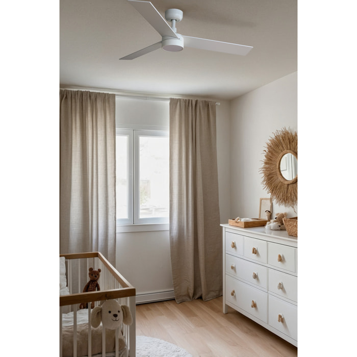 RUDDER S LED Ventilatore a soffitto bianco/frassino