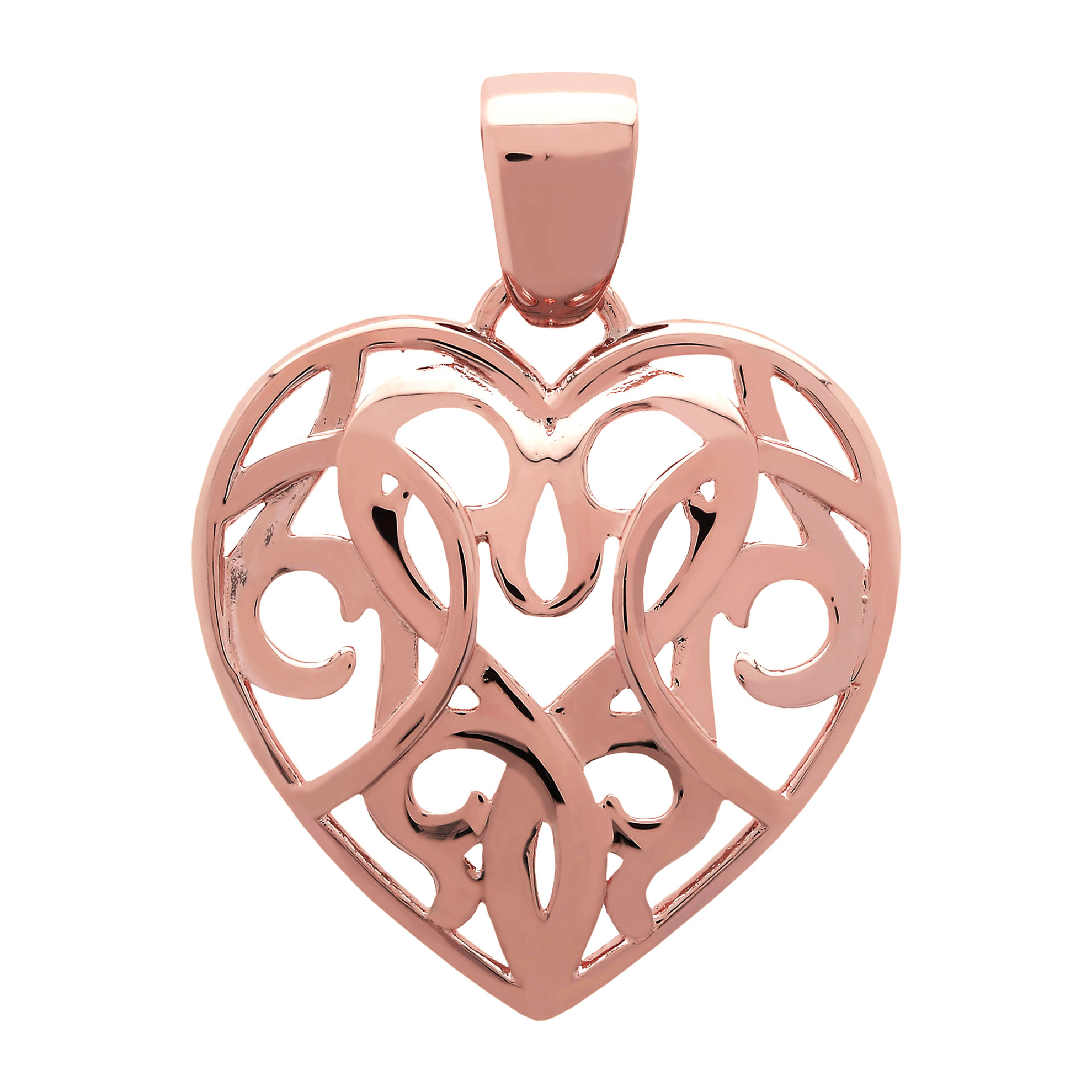 Pendente Cuore Traforato placcato Oro Rosa 18Kt