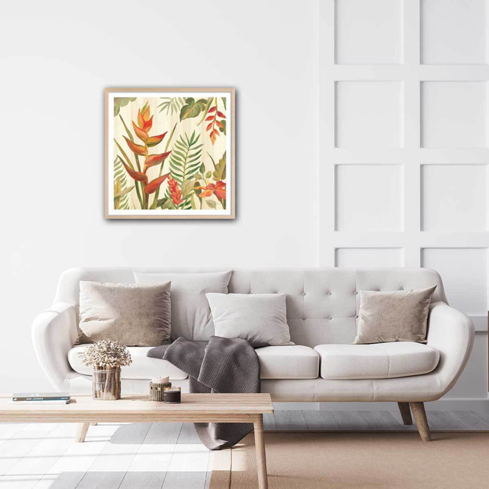 Affiche Oiseaux du paradis en aquarelle Affiche sous cadre bois