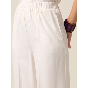 Oltre - Pantalones palazzo mezcla de lino - Blanco