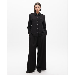 Camicia a Righe Lamé con Tasche