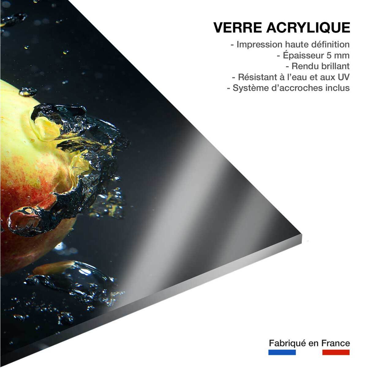 Tableau pommes et gouttes d'eau Tableau plexiglas