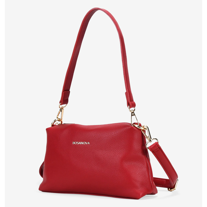 Bolso de hombro rojo pequeño con cremallera
