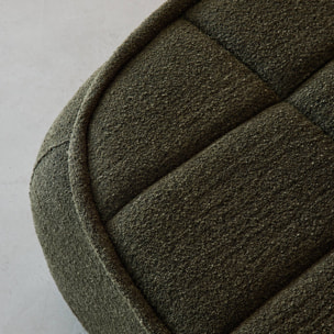 Pouf. repose-pieds pour chauffeuse 1 place Boni bouclette texturée kaki L 91 x P 63 x H 40cm - Boni